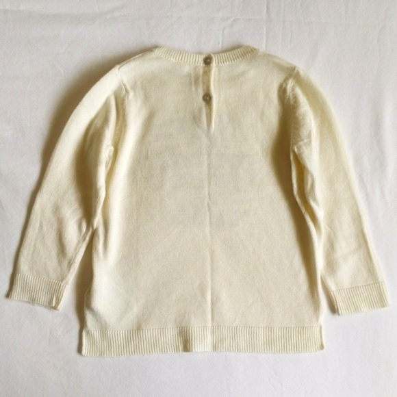 H&M cream snowflake fine knit wool content crewneck sweater 12-18 months girl - Picture 6 of 7